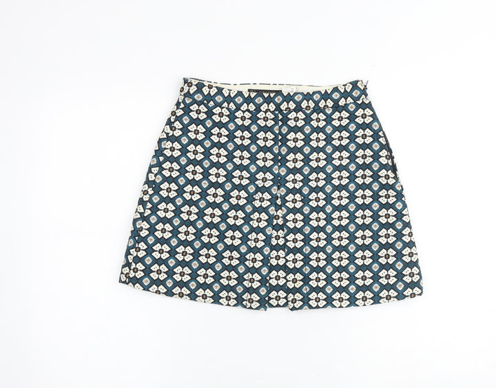 Zara Womens Multicoloured Floral Polyester A-Line Skirt Size S Zip