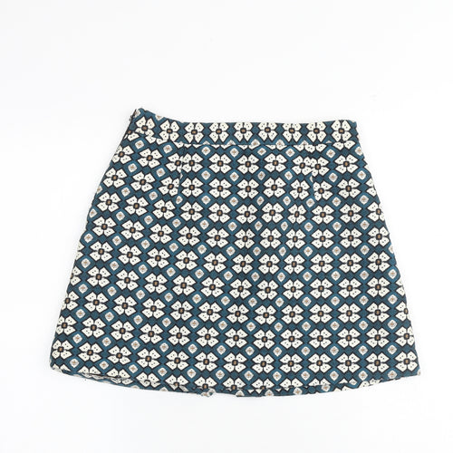 Zara Womens Multicoloured Floral Polyester A-Line Skirt Size S Zip