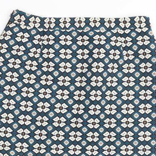 Zara Womens Multicoloured Floral Polyester A-Line Skirt Size S Zip