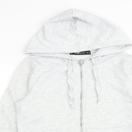 FB sister Womens Grey Cotton Full Zip Hoodie Size XS Zip
