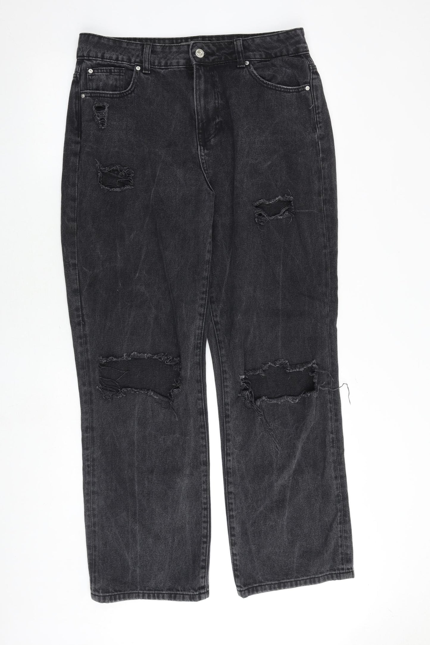 Denim & Co. Womens Grey Cotton Mom Jeans Size 16 Regular Zip