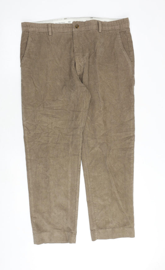 Bar Harbour Mens Brown Cotton Chino Trousers Size 38 in Regular Zip