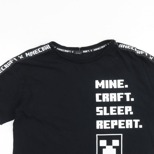 Mojang Boys Black 100% Cotton Basic T-Shirt Size 13-14 Years Round Neck Pullover - Minecraft