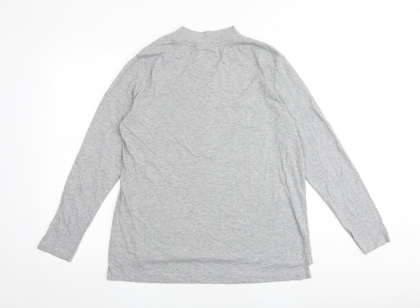 NEXT Womens Grey Cotton Basic T-Shirt Size 16 Mock Neck
