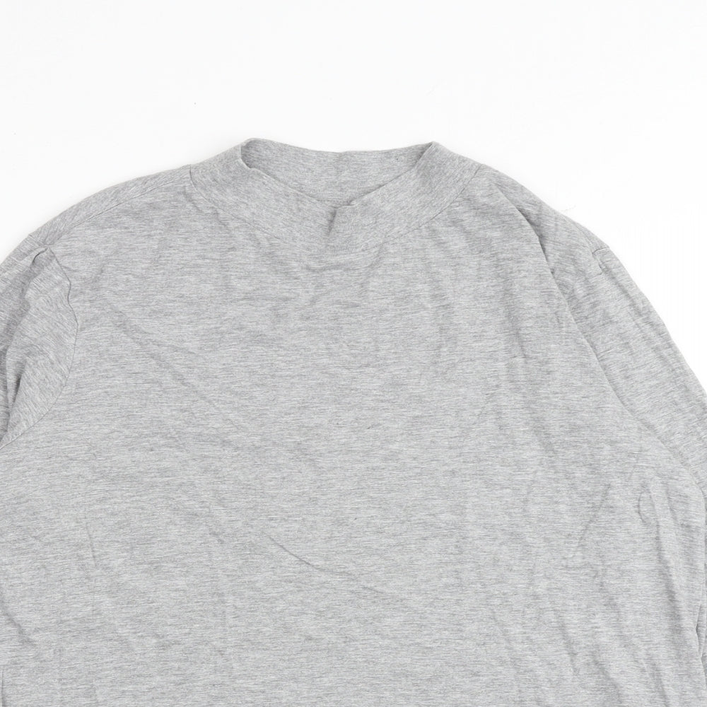 NEXT Womens Grey Cotton Basic T-Shirt Size 16 Mock Neck