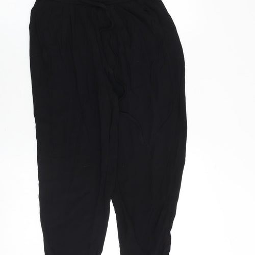 PRETTYLITTLETHING Womens Black Viscose Trousers Size 8 Regular Tie