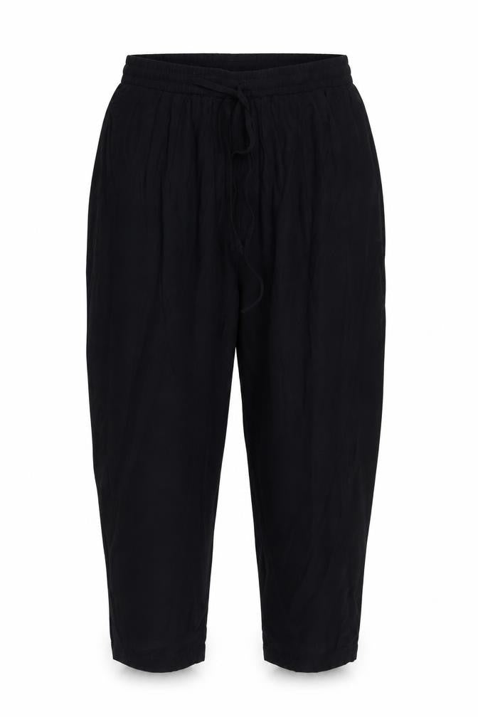 Front view of PRETTYLITTLETHING women’s black viscose trousers, size UK 8, regular tie
