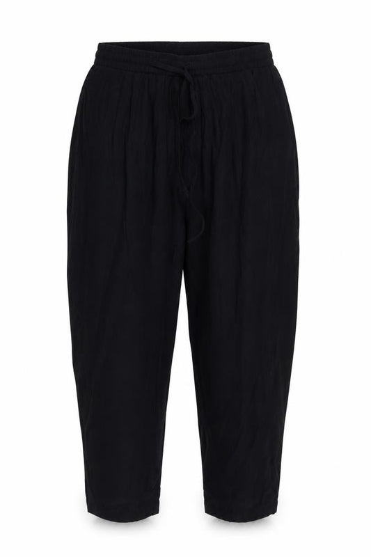 Front view of PRETTYLITTLETHING women’s black viscose trousers, size UK 8, regular tie
