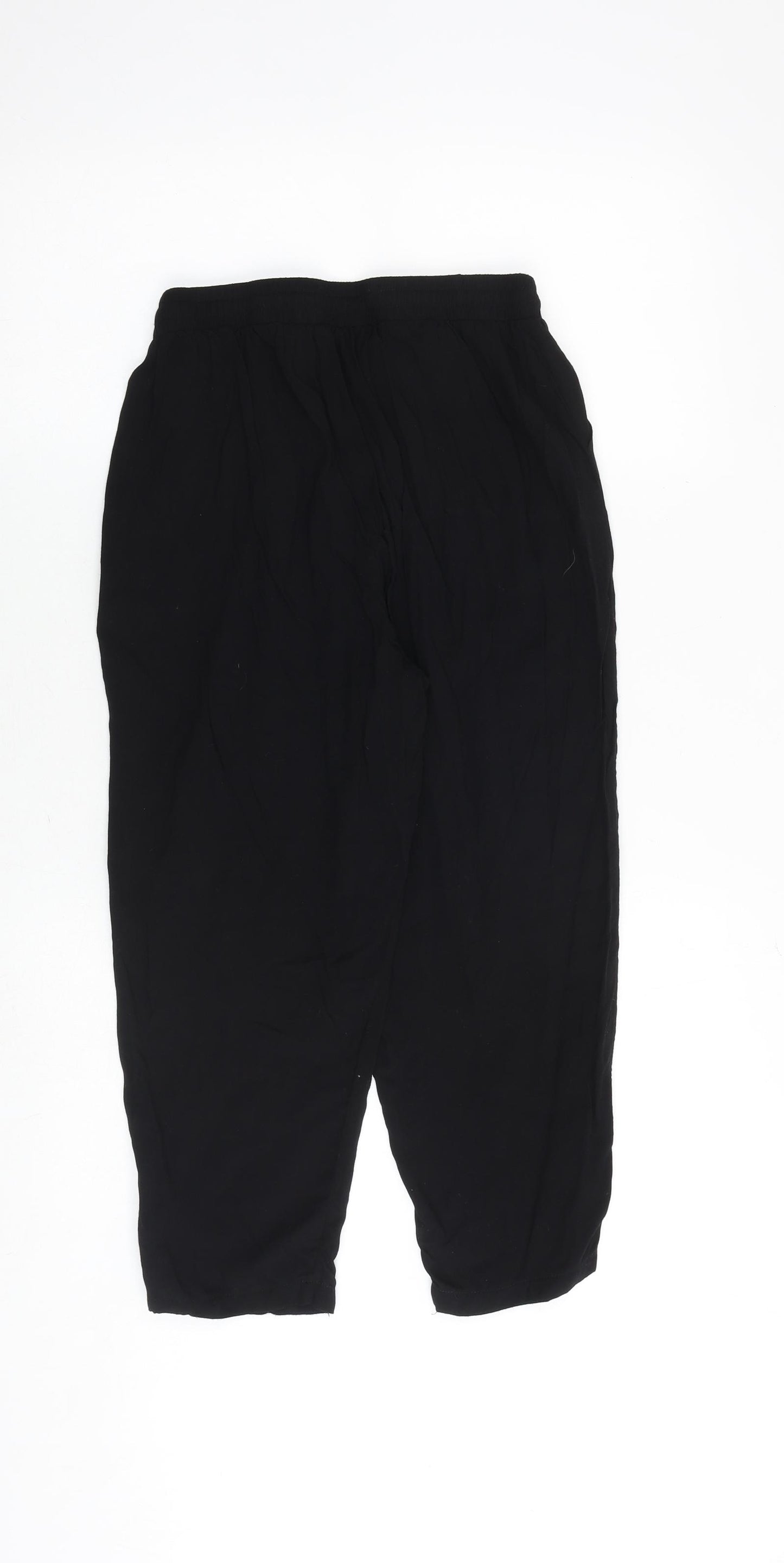 PRETTYLITTLETHING Womens Black Viscose Trousers Size 8 Regular Tie
