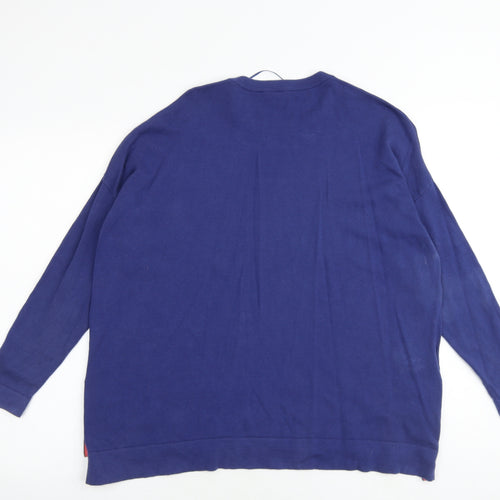 Laura Ashley Womens Blue Round Neck 100% Cotton Pullover Jumper Size 10