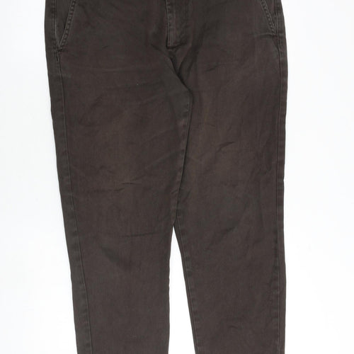Zara Mens Brown Cotton Trousers Size 37 in Regular Zip