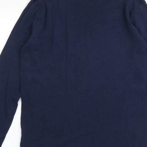 Marks and Spencer Womens Blue 100% Cotton Basic T-Shirt Size 14 Boat Neck