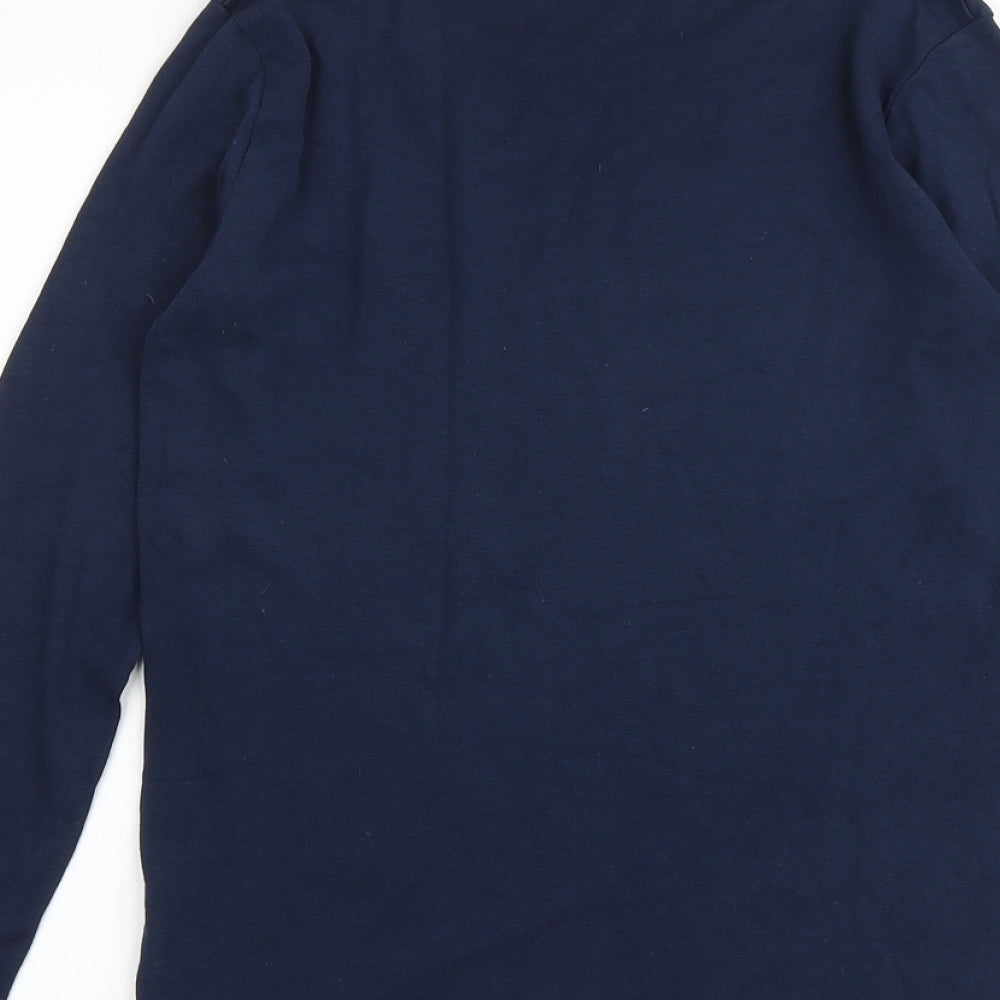 Marks and Spencer Womens Blue 100% Cotton Basic T-Shirt Size 14 Boat Neck
