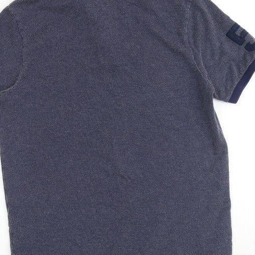 Tommy Hilfiger Mens Blue Geometric 100% Cotton Polo Size XL Collared Button