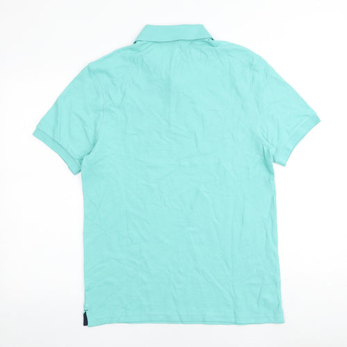 Marks and Spencer Mens Blue 100% Cotton Polo Size M Collared Button