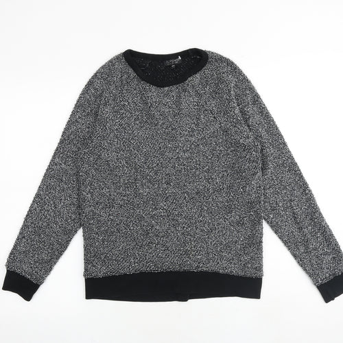 Topshop Womens Black Cotton Pullover Sweatshirt Size 8 Pullover