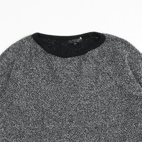 Topshop Womens Black Cotton Pullover Sweatshirt Size 8 Pullover