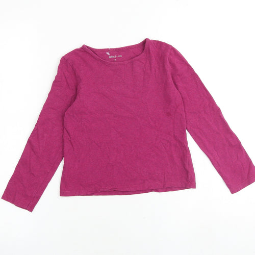 John Lewis Girls Pink 100% Cotton Basic T-Shirt Size 7 Years Boat Neck Pullover