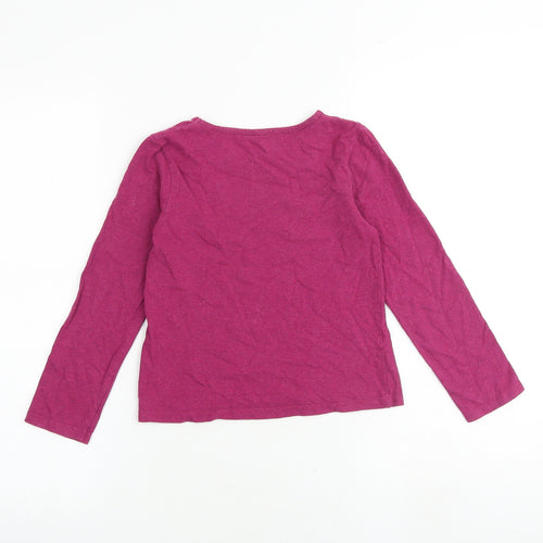 John Lewis Girls Pink 100% Cotton Basic T-Shirt Size 7 Years Boat Neck Pullover