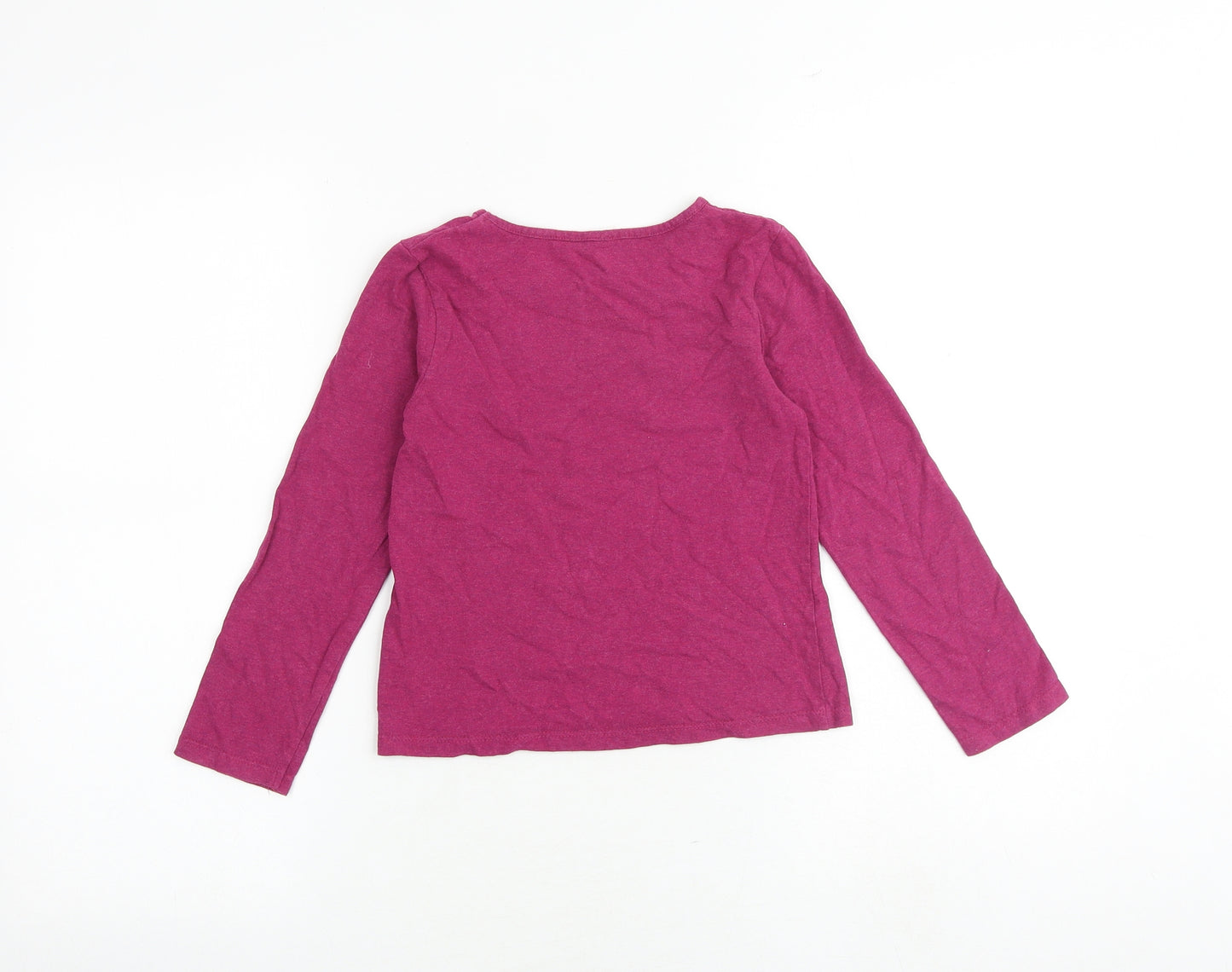 John Lewis Girls Pink 100% Cotton Basic T-Shirt Size 7 Years Boat Neck Pullover