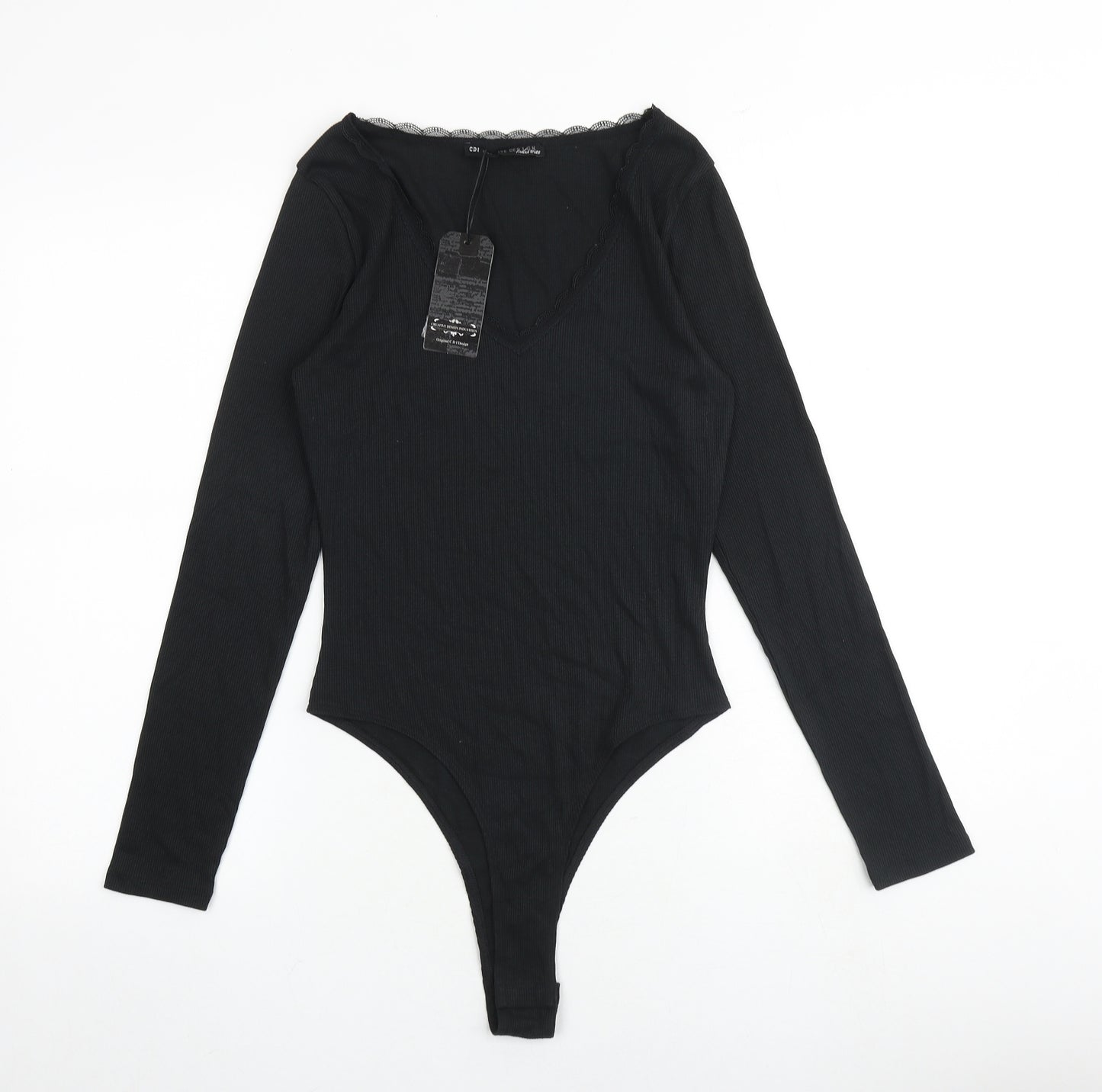 CDI Womens Black Polyester Bodysuit One-Piece Size 12 Snap