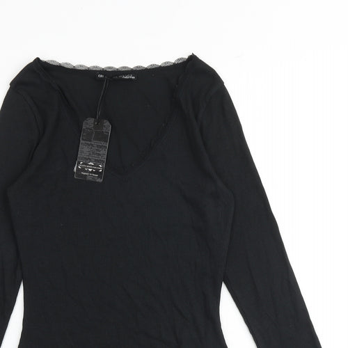 CDI Womens Black Polyester Bodysuit One-Piece Size 12 Snap