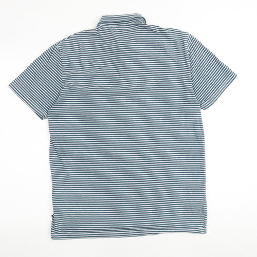 NEXT Mens Multicoloured Striped Cotton Polo Size M Collared Button