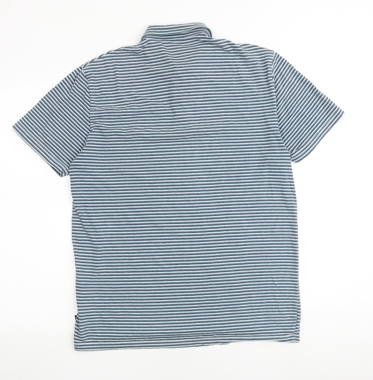 NEXT Mens Multicoloured Striped Cotton Polo Size M Collared Button
