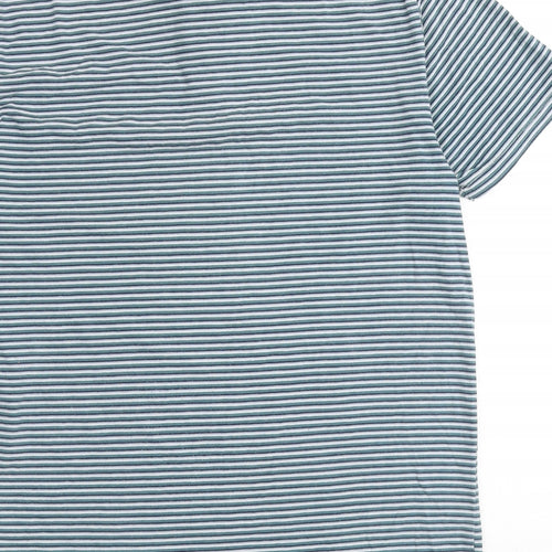 NEXT Mens Multicoloured Striped Cotton Polo Size M Collared Button