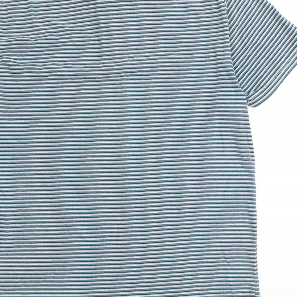NEXT Mens Multicoloured Striped Cotton Polo Size M Collared Button
