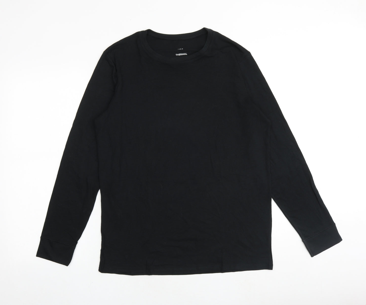 Marks and Spencer Mens Black Acrylic Basic Casual Size L Round Neck