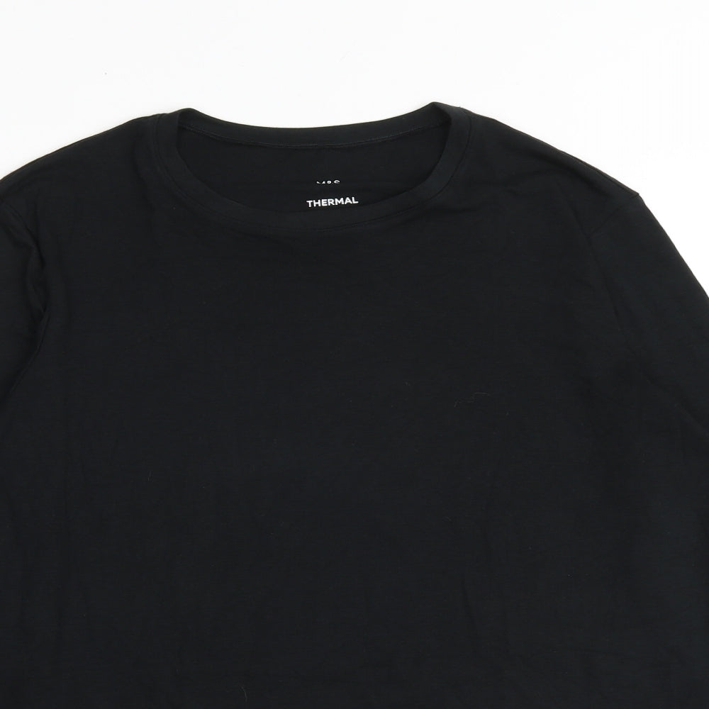 Marks and Spencer Mens Black Acrylic Basic Casual Size L Round Neck