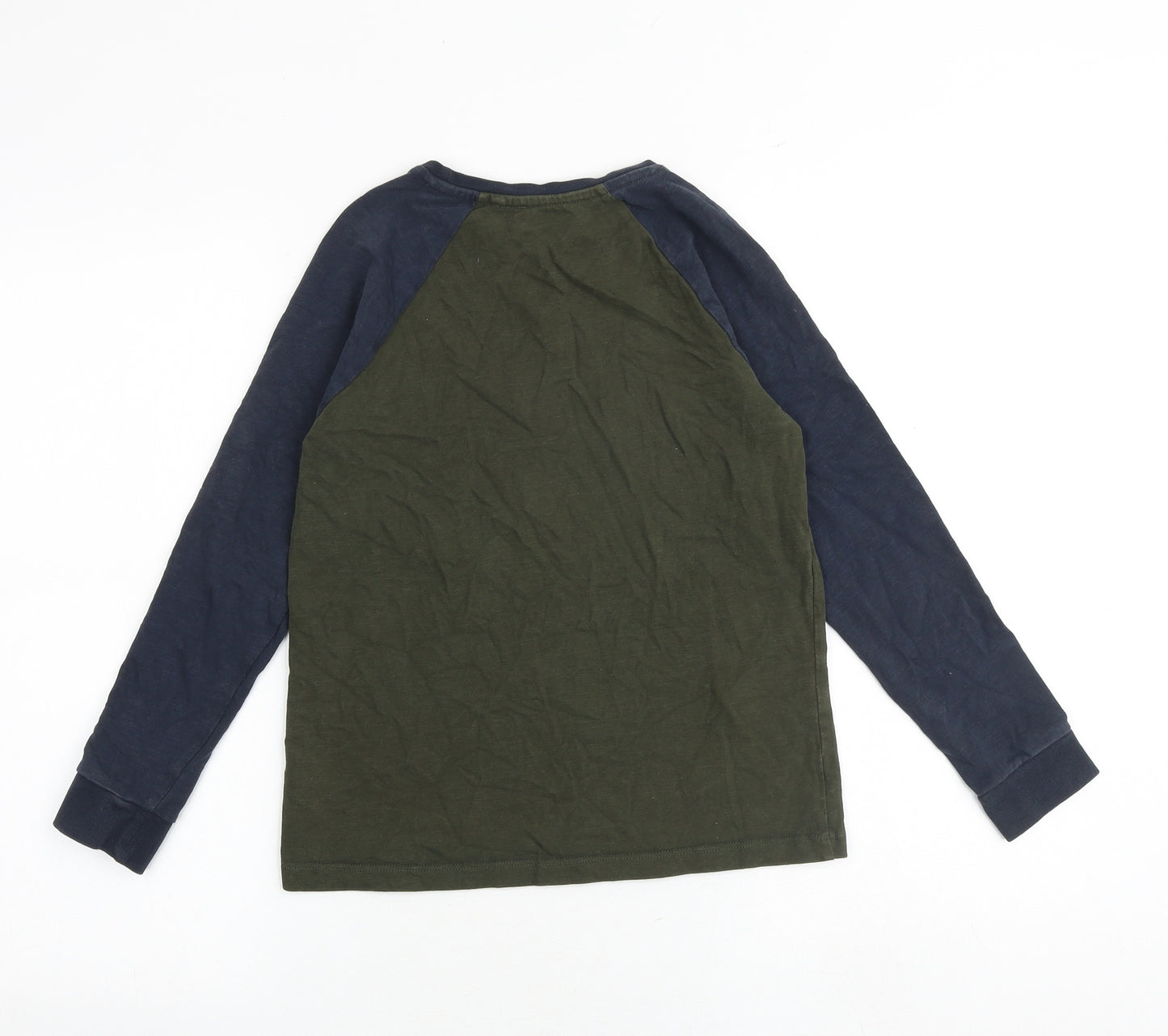 NEXT Boys Green Colourblock 100% Cotton Basic T-Shirt Size 10 Years Round Neck Pullover