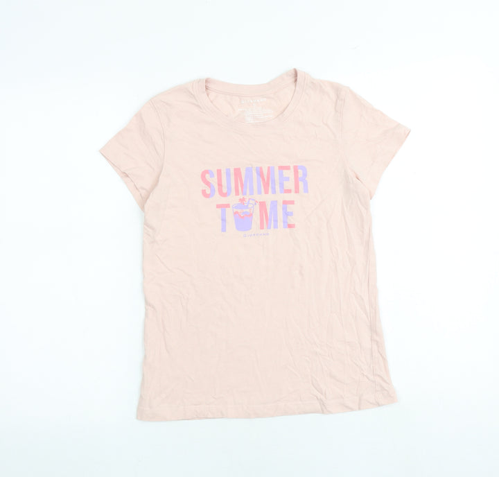 Giordano Girls Pink 100% Cotton Basic T-Shirt Size S Crew Neck Pullover - Summer Time