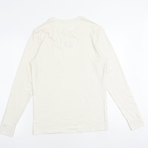Marks and Spencer Mens Ivory Acrylic T-Shirt Size S Round Neck