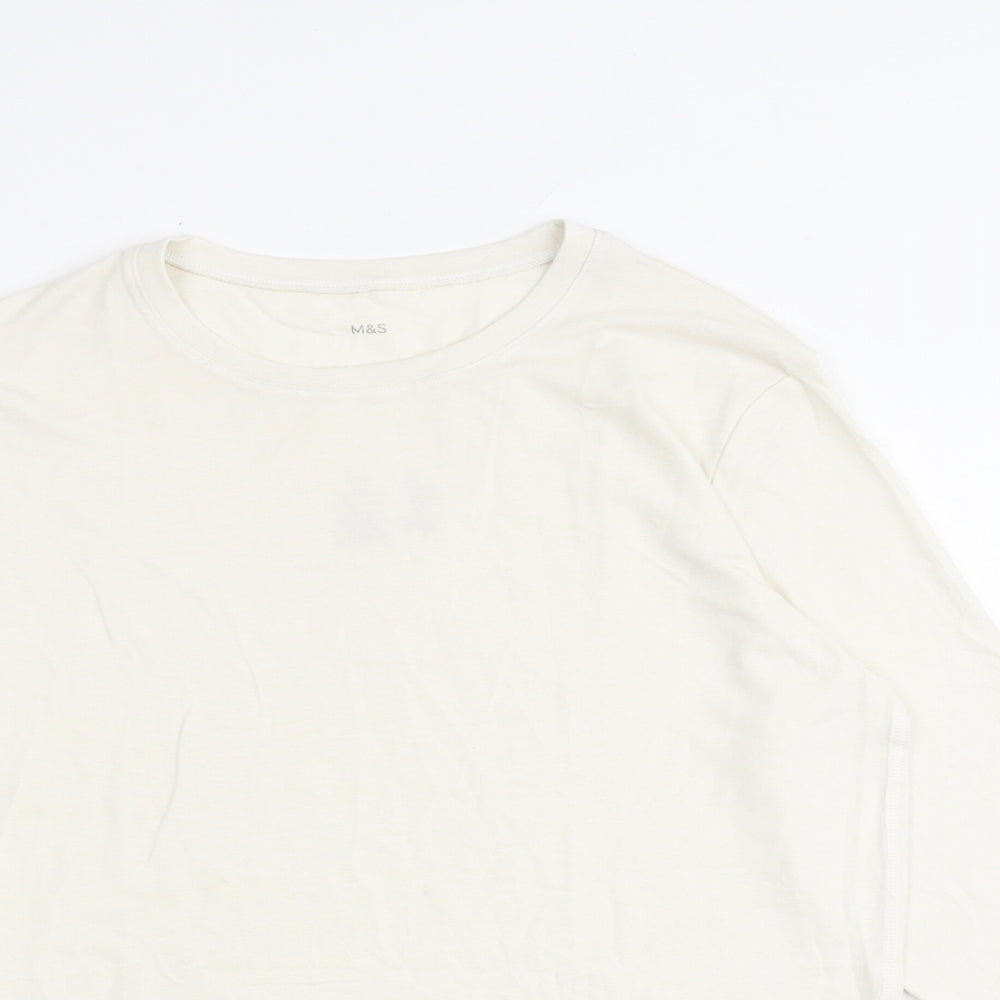 Marks and Spencer Mens Ivory Acrylic T-Shirt Size S Round Neck