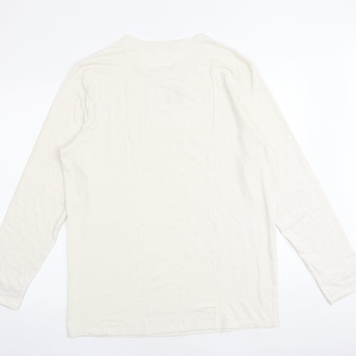 Marks and Spencer Mens Ivory Acrylic T-Shirt Size XL Round Neck - Thermal