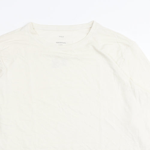 Marks and Spencer Mens Ivory Acrylic T-Shirt Size XL Round Neck - Thermal