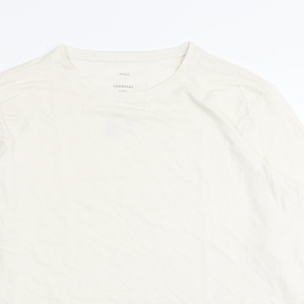 Marks and Spencer Mens Ivory Acrylic T-Shirt Size XL Round Neck - Thermal