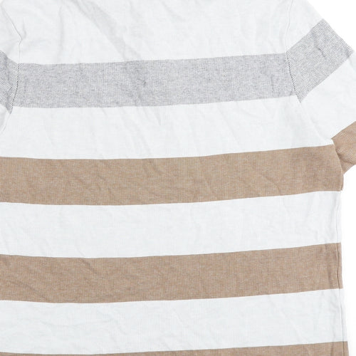 Marks and Spencer Mens Multicoloured Striped Cotton Polo Size M Collared Button