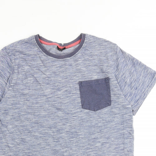 Marks and Spencer Boys Blue 100% Cotton Basic T-Shirt Size 16 Years Round Neck Pullover