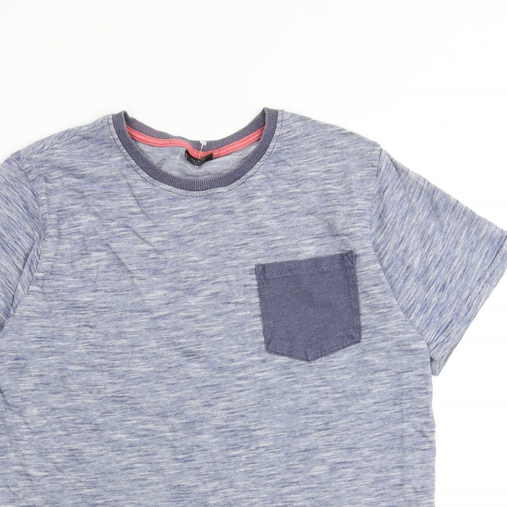 Marks and Spencer Boys Blue 100% Cotton Basic T-Shirt Size 16 Years Round Neck Pullover