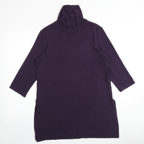 Marks and Spencer Womens Purple Roll Neck Polyester Pullover Jumper Size 14 Pullover