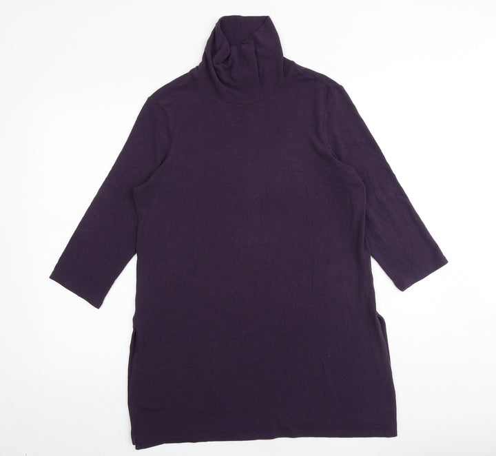 Marks and Spencer Womens Purple Roll Neck Polyester Pullover Jumper Size 14 Pullover
