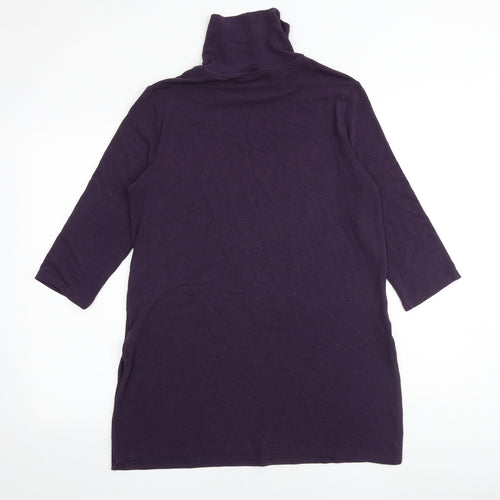 Marks and Spencer Womens Purple Roll Neck Polyester Pullover Jumper Size 14 Pullover
