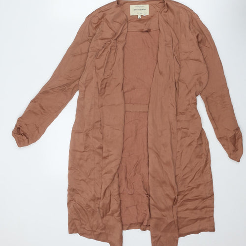 River Island Womens Brown Viscose Kimono Blouse Size 8 V-Neck