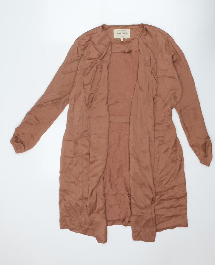 River Island Womens Brown Viscose Kimono Blouse Size 8 V-Neck