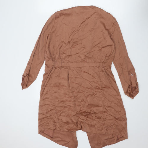 River Island Womens Brown Viscose Kimono Blouse Size 8 V-Neck