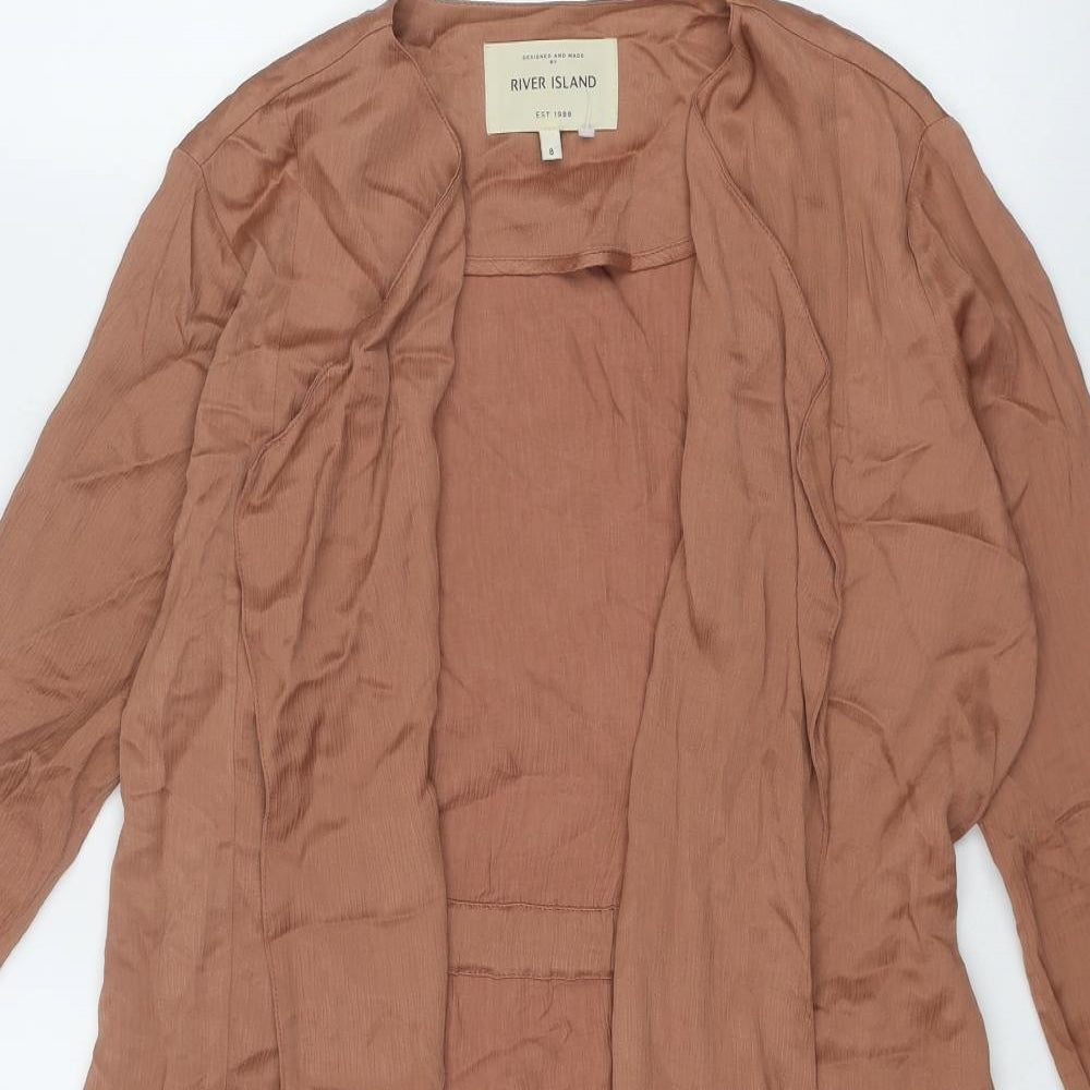River Island Womens Brown Viscose Kimono Blouse Size 8 V-Neck