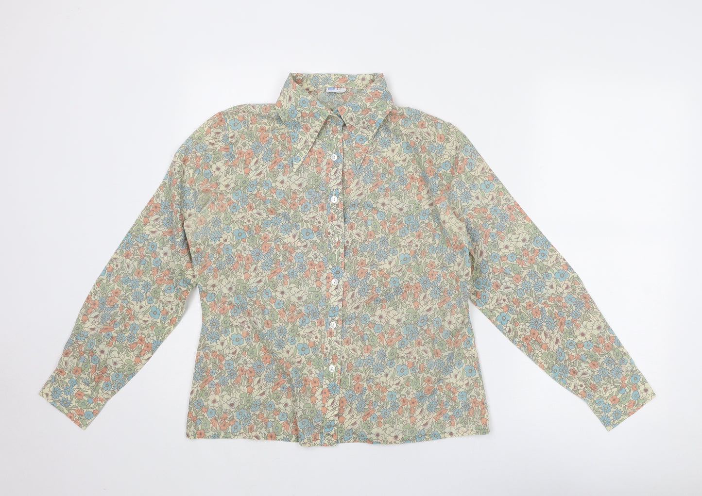 Prova Womens Multicoloured Floral Polyester Basic Button-Up Size 16 Collared